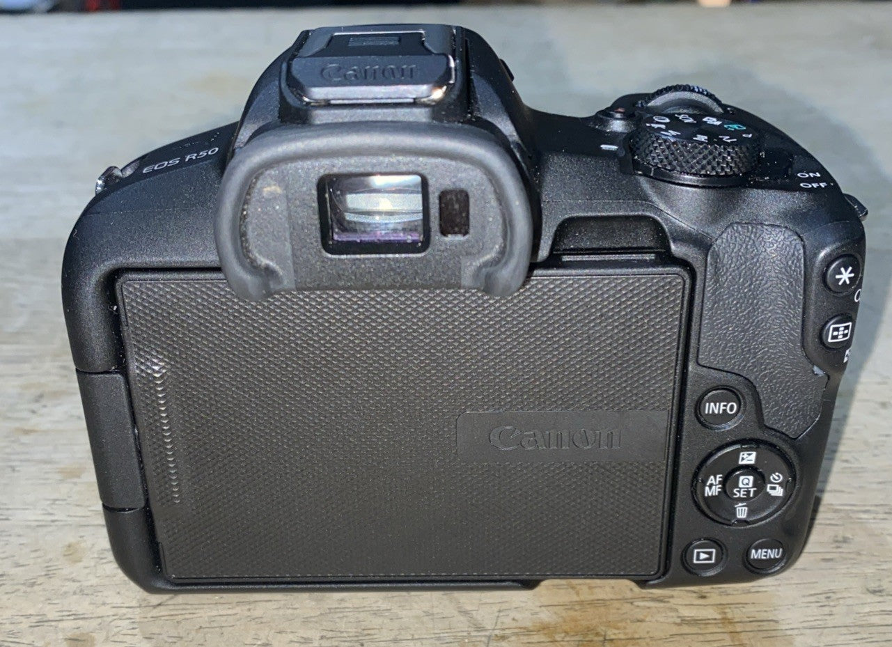 Canon EOS R50 Mirrorless Camera 18-45mm, 55-210mm Lens, 1 Battery, Charger, Bag