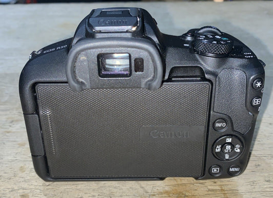 Canon EOS R50 Mirrorless Camera 18-45mm, 55-210mm Lens, 1 Battery, Charger, Bag