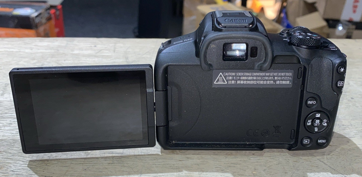 Canon EOS R50 Mirrorless Camera 18-45mm, 55-210mm Lens, 1 Battery, Charger, Bag